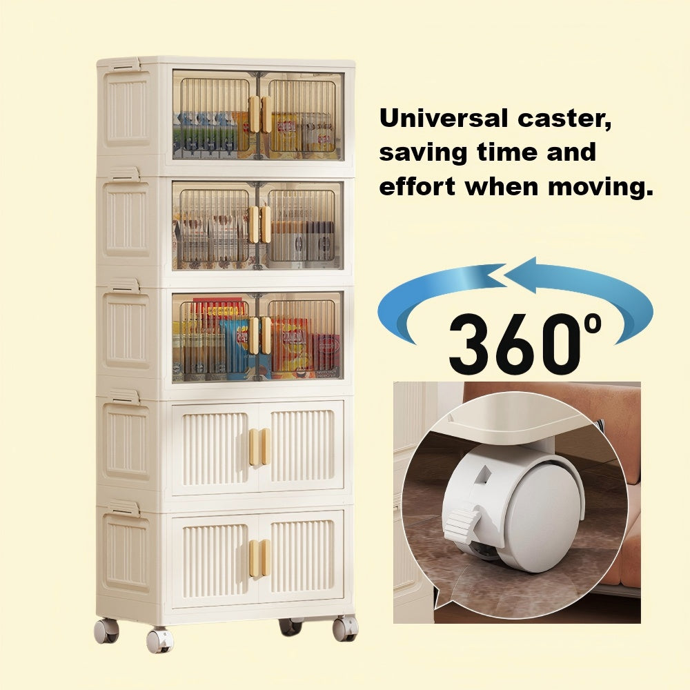 Multifunctionele opbergkast, verplaatsbaar, met een breedte van 50 cm. Geschikt voor woonkamers, keukens, badkamers en kantoren, en kan in meerdere gestapelde units worden gebruikt.