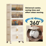 Multifunctionele opbergkast, verplaatsbaar, met een breedte van 50 cm. Geschikt voor woonkamers, keukens, badkamers en kantoren, en kan in meerdere gestapelde units worden gebruikt.