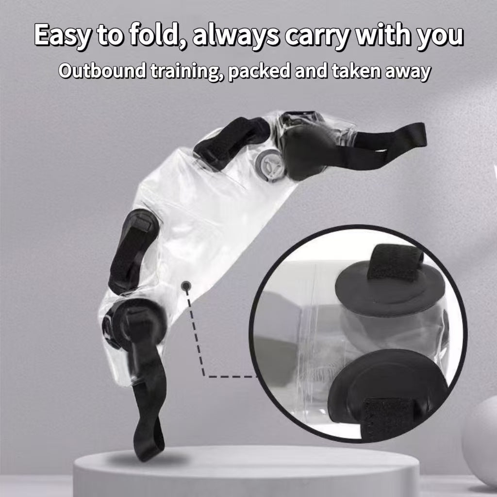 Transparante zichtbaarheid, duurzame opblaasbare waterzak van PVC met handvat - transparant, blauw en zwart, diameter 14,0 cm, ideaal voor fitness en krachttraining voor volwassenen, comfortabele grip