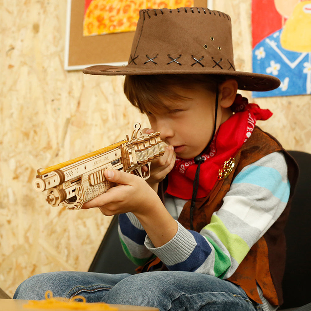 Robotime ROKR Revolver Pistool Model Speelgoed 3D Houten Puzzelspellen Knutsel Cadeau Voor Kinderen Jongens Verjaardag Kerstcadeau Dropship