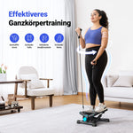 MERACH Mini Stepper voor fitness, draaiende trapstep met een draagvermogen van 150 kg (330 lbs) en weerstandsbanden, complete lichaamstraining voor thuis