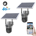 4MP 4G Drahtlose PTZ Solar Kamera Dual Objektiv Dual Screen Outdoor IP Kamera Solar Panel Audio PIR Sicherheit überwachung Kamera