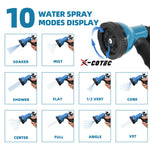 X-COTEC Flexibler Gartenschlauch 15m/30m, Dehnbarer Wasserschlauch mit 1/2" & 3/4" Messinganschlüssen und 10-Funktionen-Handbrause für Garten, Rasen, Autowäsche