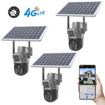 4MP 4G Drahtlose PTZ Solar Kamera Dual Objektiv Dual Screen Outdoor IP Kamera Solar Panel Audio PIR Sicherheit überwachung Kamera