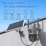 4MP 4G Drahtlose PTZ Solar Kamera Dual Objektiv Dual Screen Outdoor IP Kamera Solar Panel Audio PIR Sicherheit überwachung Kamera