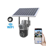 4MP 4G Drahtlose PTZ Solar Kamera Dual Objektiv Dual Screen Outdoor IP Kamera Solar Panel Audio PIR Sicherheit überwachung Kamera