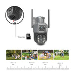 4MP 4G Drahtlose PTZ Solar Kamera Dual Objektiv Dual Screen Outdoor IP Kamera Solar Panel Audio PIR Sicherheit überwachung Kamera