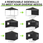 3 x 3 m zusammenklappbarer Pavillon, wasserdichter Pavillon, Partyzelt mit 4-seitiger Wand, Pop-Up-Gartenmarkise, Anti-UV, für Garten- und Hofzelt im Freien