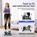 MERACH Mini Stepper voor fitness, draaiende trapstep met een draagvermogen van 150 kg (330 lbs) en weerstandsbanden, complete lichaamstraining voor thuis