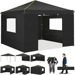 3 x 3 m zusammenklappbarer Pavillon, wasserdichter Pavillon, Partyzelt mit 4-seitiger Wand, Pop-Up-Gartenmarkise, Anti-UV, für Garten- und Hofzelt im Freien
