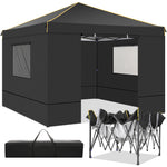 3 x 3 m zusammenklappbarer Pavillon, wasserdichter Pavillon, Partyzelt mit 4-seitiger Wand, Pop-Up-Gartenmarkise, Anti-UV, für Garten- und Hofzelt im Freien
