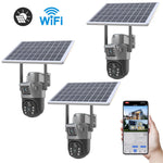 4MP 4G Drahtlose PTZ Solar Kamera Dual Objektiv Dual Screen Outdoor IP Kamera Solar Panel Audio PIR Sicherheit überwachung Kamera
