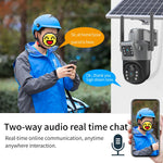 4MP 4G Drahtlose PTZ Solar Kamera Dual Objektiv Dual Screen Outdoor IP Kamera Solar Panel Audio PIR Sicherheit überwachung Kamera