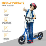 Homcom Roller für Kinder von 5-12 Jahren 12-Zoll-Räder Einstellbare Bremse und Lenker Blau