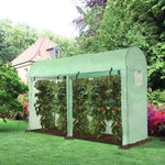 Outsunny Kas Tunnel Tuinhuis Kas met 4 ramen en 2 deuren Gemaakt van PE en staal 300x100x200 cm Groen