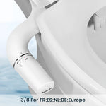 SAMODRA bidetopzetstuk, ultradun toiletbrilopzetstuk, bidet met dubbele sproeier, instelbare waterdruk, niet-elektrische sproeier.