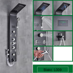 Schwarzes Badezimmer-Duschpaneel SPA Massage Jet Duschsäule LED-Anzeige Edelstahl-Duschsystem