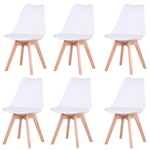 Een set van 6 Scandinavische middeleeuwse eetkamerstoelen met PU-gewatteerde zitting en beukenhouten poten, bureaustoelen voor eetkamer, slaapkamer, balkon en restaurant.