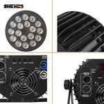 SHEHDS Aluminiumlegierung LED Flat Par 18x12W/18x18W RGBWA Licht UV Wireless DMX 512 mit Fight Case für DJ Disco Party Projektor
