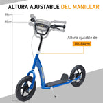 Homcom Roller für Kinder von 5-12 Jahren 12-Zoll-Räder Einstellbare Bremse und Lenker Blau
