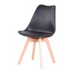 Een set van 6 Scandinavische middeleeuwse eetkamerstoelen met PU-gewatteerde zitting en beukenhouten poten, bureaustoelen voor eetkamer, slaapkamer, balkon en restaurant.