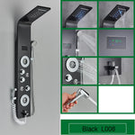 Schwarzes Badezimmer-Duschpaneel SPA Massage Jet Duschsäule LED-Anzeige Edelstahl-Duschsystem