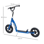Homcom Roller für Kinder von 5-12 Jahren 12-Zoll-Räder Einstellbare Bremse und Lenker Blau