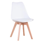 Een set van 6 Scandinavische middeleeuwse eetkamerstoelen met PU-gewatteerde zitting en beukenhouten poten, bureaustoelen voor eetkamer, slaapkamer, balkon en restaurant.