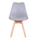 Een set van 6 Scandinavische middeleeuwse eetkamerstoelen met PU-gewatteerde zitting en beukenhouten poten, bureaustoelen voor eetkamer, slaapkamer, balkon en restaurant.
