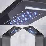 Schwarzes Badezimmer-Duschpaneel SPA Massage Jet Duschsäule LED-Anzeige Edelstahl-Duschsystem