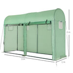 Outsunny Kas Tunnel Tuinhuis Kas met 4 ramen en 2 deuren Gemaakt van PE en staal 300x100x200 cm Groen