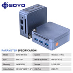 SOYO Mini PC M4 Mini Intel Twin Lake N150 CPU Windows 11 Pro Mini PC 12 GB DDR5 512 GB RAM WiFi5 BT5.0 Tragbarer desktopcomputer