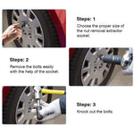 Podofo 5pcs Locking Wheel Lug Nut Remover Kit 1/2'' Drive Impact Bolt Nut Extractor Set Twist Socket Tool Set 17mm 19mm 21mm 22m