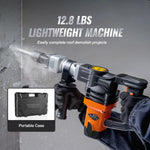 SucceBuy 1400W sloophamer, elektrische sloophamer, zwaar uitgevoerd, 2900 slagen per minuut, betonbreker, 2 beitels/hakbijlen.