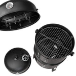 3-in-1-BBQ-Holzkohlegrill, Grill, Räucherfass, Räuchergrill mit Thermometer – 3-in-1-Räucherfass für Kochen im Freien