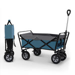 Faltbarer Handwagen, 100 l, tragbarer Strandtransportwagen mit verstellbarem Griff, Seitentaschen für Garten, Camping, Einkaufen