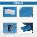 Outsunny Pop-Up-Strandzelt mit 2 Türen, 2 Fenstern, 220 x 173 x 120 cm, Blau