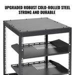 VEVOR Open Frame Server Rack 12U/15U/20U, staand of wandmontage, met verstelbare diepte, voor microdatacenters en kantooromgevingen.