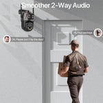 WONSDAR 4K PTZ WIFI-camera met dubbele lens en dubbel scherm, IP-camera voor buiten, HD, automatische tracking, beveiliging, CCTV-bewaking iCSee