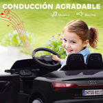 Aiyaplay elektrische auto voor kinderen: Audi Q8 E Tron Sportback met rijbewijs, afstandsbediening, koplampen, claxon en muziek, grijs.