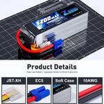 Zeee 6S LiPo-batterij voor FPV-drones, 22,2V 100C 5200mAh met EC5-stekker voor vliegtuigen, helikopters, RC-auto's, vrachtwagens, boten en RC-modelonderdelen.