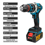 480 Nm borstelloze elektrische slagboormachine, accuboormachine, 13 mm elektrische schroevendraaier, doe-het-zelf-schroevendraaier, elektrisch gereedschap voor Makita 18V accu.