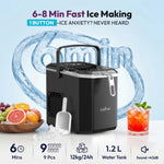 Loefme Desktop Vollautomatischer, kugelförmiger Eisbereiter, 12 kg/24 Stunden, schnelle Eisbereitung, geeignet für die automatische Reinigung von Eismaschinen zu Hause