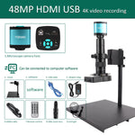 YIZHAN 48MP digitale microscoop met 4K-video-opname, USB- en HDMI-aansluiting, industriële microscoopcamera, 130/180x C-mount lens, soldeer- en reparatiemogelijkheden.