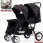 EU-LAGER Zwillingskinderwagen Doppelte Kinderkinderwagen mit zwei Sitzen, faltbarer Kutsche, Großhandel für Kinderwagen, Vorder- und Rücksitze