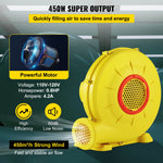 SucceBuy Luftgebläse, 450 W, 0,6 PS, aufblasbares Gebläse, tragbares und leistungsstarkes Hüpfhausgebläse, 1750 Pa, kommerzielles Luftgebläse, Pumpenventilator