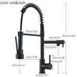 Uittrekbare messing keukenkraan met warm en koud water, mengkraan met dubbele uitloop en 360° draaibare montage.