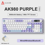 AJAZZ AK980 Mechanische Gaming-Tastatur, 2,9 cm TFT-Bildschirm, Lautstärkeregler, 98-Tasten-Dichtungsstruktur, RGB-Beleuchtung, Hot-Swap-fähiger PR4
