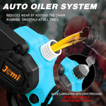 Jemi Tool 6 inch draagbare, draadloze, oplaadbare elektrische kettingzaag met twee accu's, houtzaag, snoeigereedschap voor tuin en boomgaard.