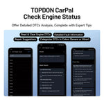 TOPDON CarPal OBD2-Codeleser-Scanner, Auto-Gesundheitsprüfung, Smog-Überprüfung, Batterietest, komplettes System, Scan 6, Reset-Dienste
